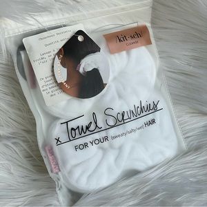 KITSCH | 2 pack Microfiber Towel Hair Scrunchies | WHITE